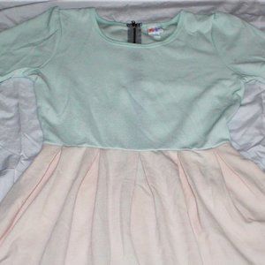 LuLaRoe Amelia Dress in Seafoam Green and Cream